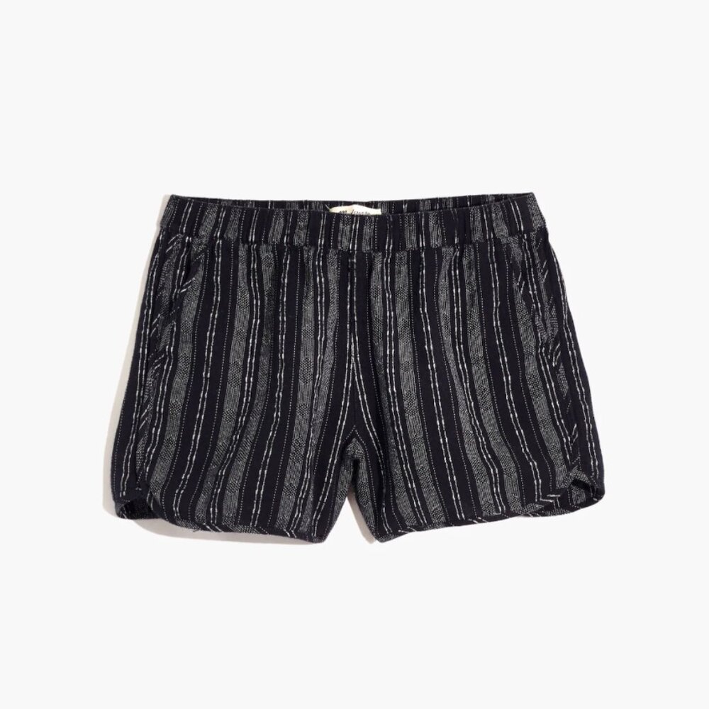 Madewell Linen-Cotton Pull-On Shorts in Jacquard Stripe